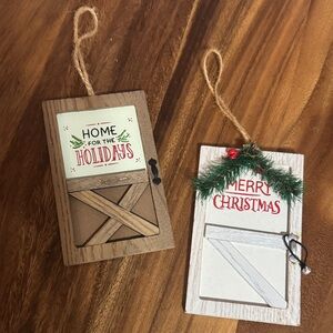 Rustic Holiday Hanging Decor Set - Brown and White